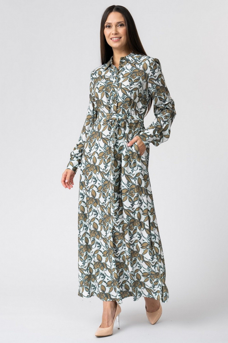 Платья FASHION CENTRE В-3808 молочный_в_цветы