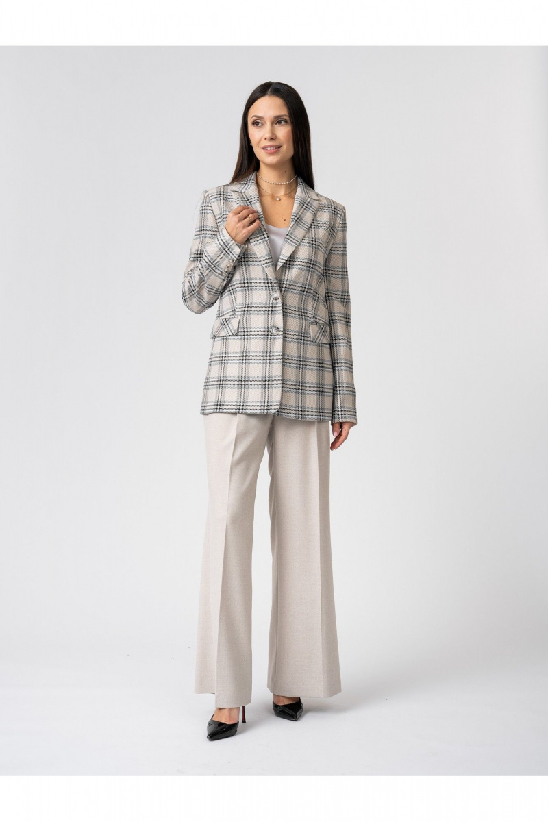 Жакеты FASHION CENTRE Пв-3884.170 бежевый_в_клетку