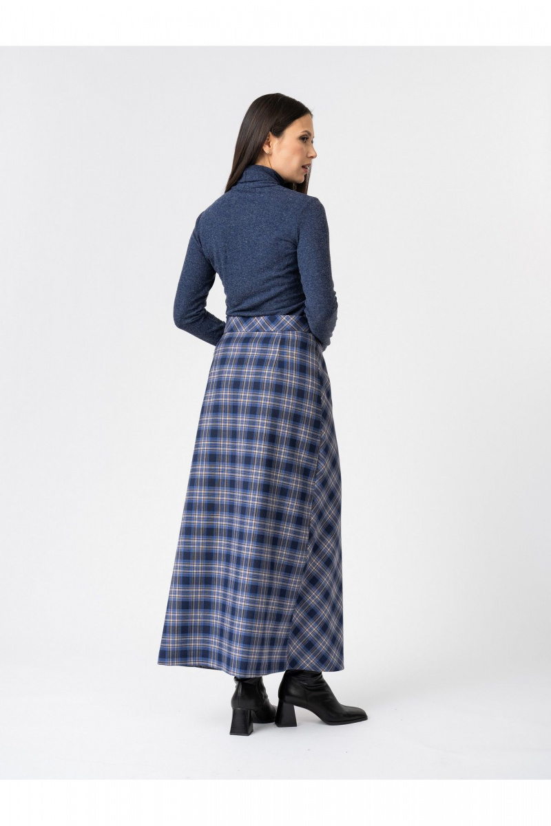 Юбки FASHION CENTRE Пш-3908 синий_в_ клетку
