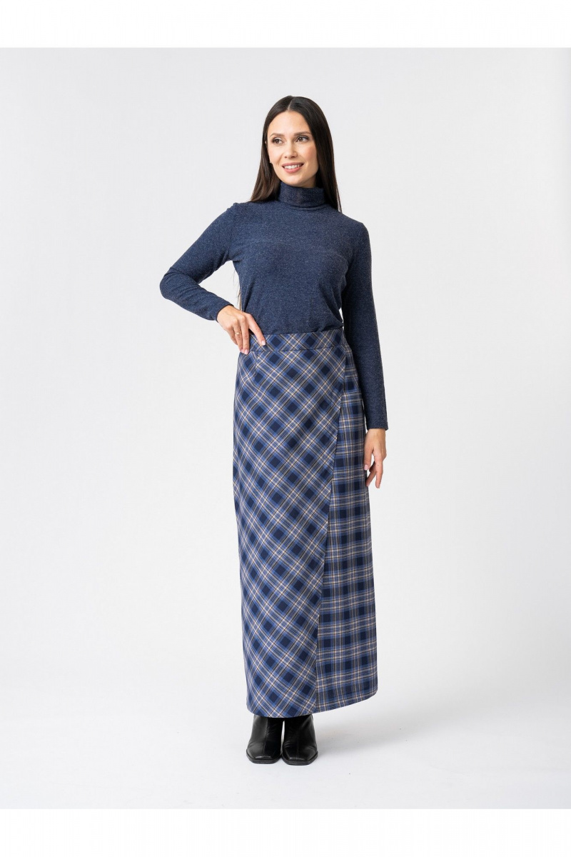 Юбки FASHION CENTRE Пш-3908 синий_в_ клетку