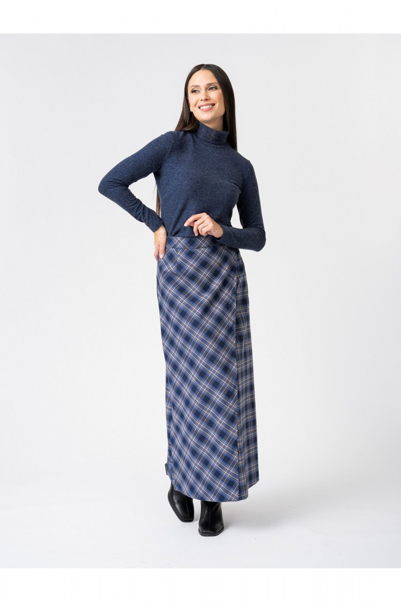 Юбки FASHION CENTRE Пш-3908 синий_в_ клетку