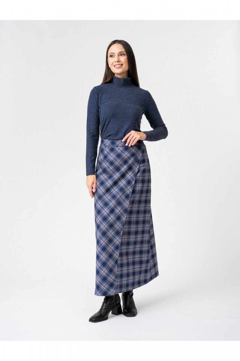 Юбки FASHION CENTRE Пш-3908 синий_в_ клетку