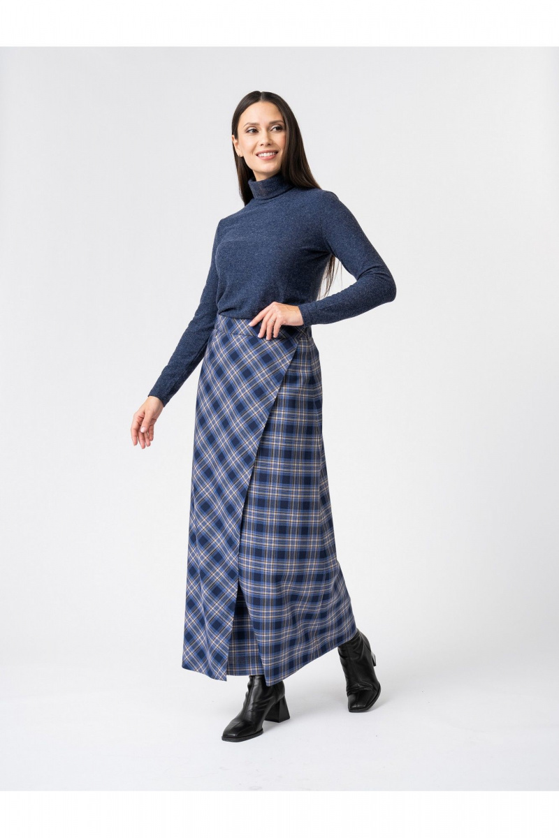 Юбки FASHION CENTRE Пш-3908 синий_в_ клетку