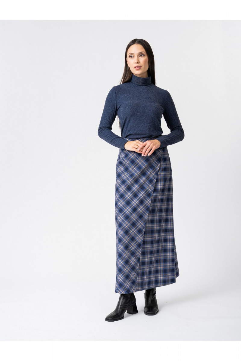 Юбки FASHION CENTRE Пш-3908 синий_в_ клетку