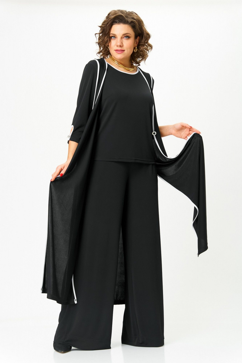 Брючный комплект Michel chic 1413 черный,белый