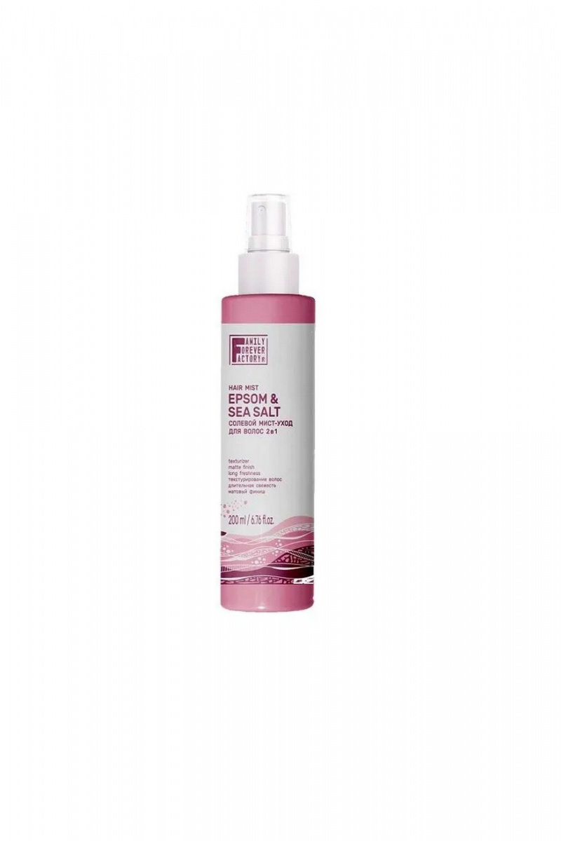 Несмываемые средства FAMILY FOREVER FACTORY Hair Pure Boom Солевой мист-уход для волос 2 в 1, 200мл
