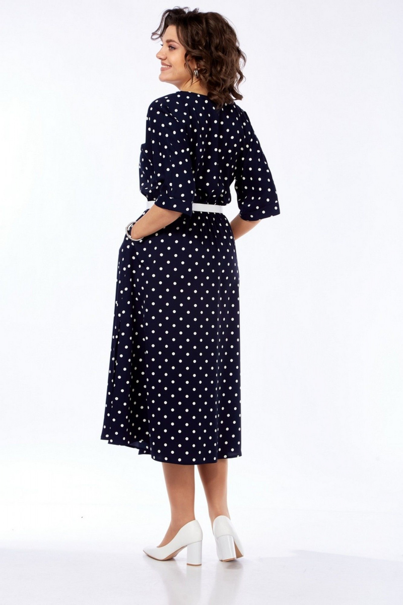 Платья Милора-стиль 1330 синий_горох