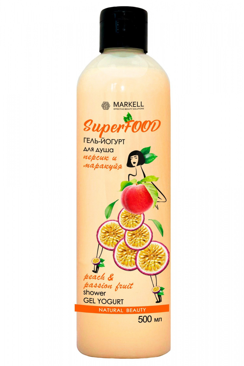 Для душа и ванны MARKELL SUPERFOOD Гель-йогурт для душа персик и маракуя