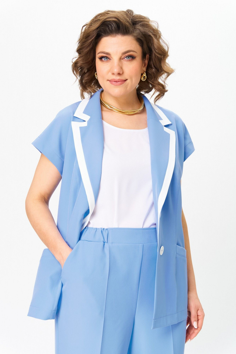 Брючный костюм ANASTASIA MAK 1257 голубой