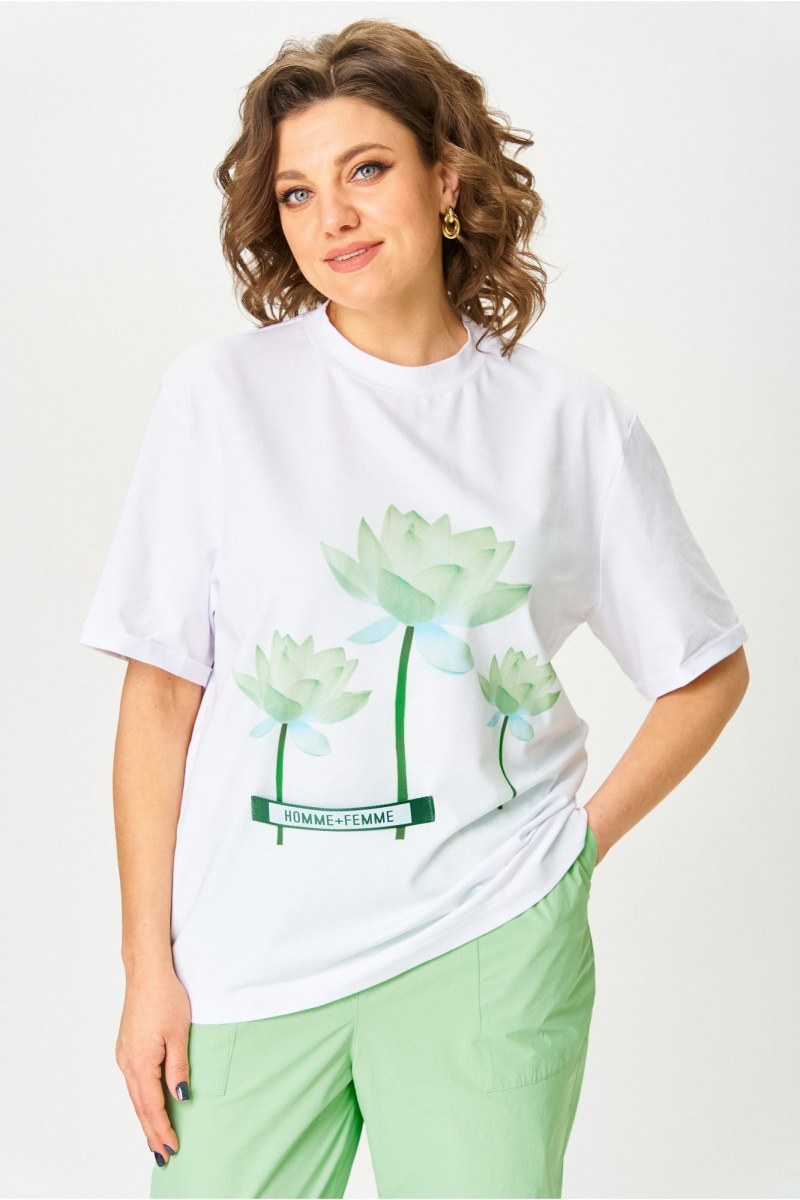 Брючный комплект Michel chic 1414 белый,салатовый
