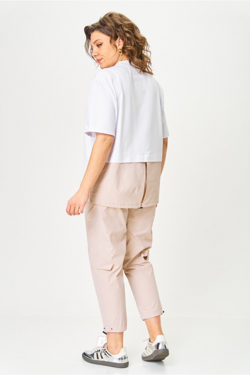 Брючный комплект Michel chic 1414 белый,бежевый