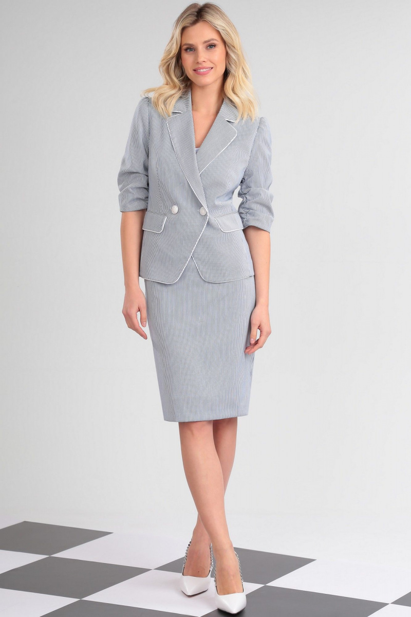 Юбочный костюм LeNata 21312 голубая-полоска