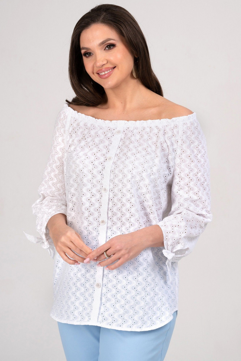 Брючный комплект Alani Collection 2348 белый+голубой
