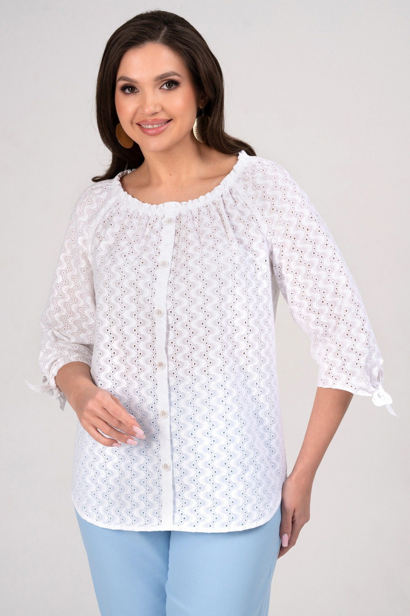 Брючный комплект Alani Collection 2348 белый+голубой