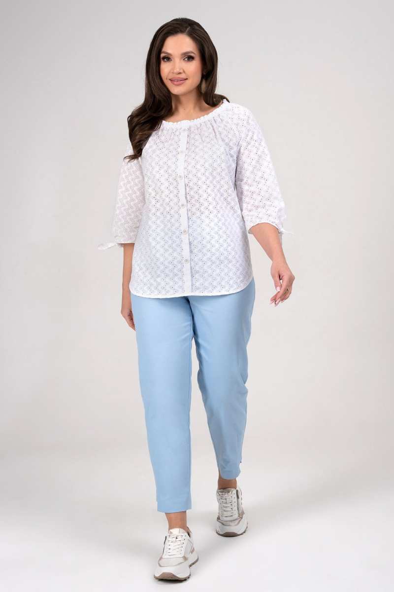 Брючный комплект Alani Collection 2348 белый+голубой