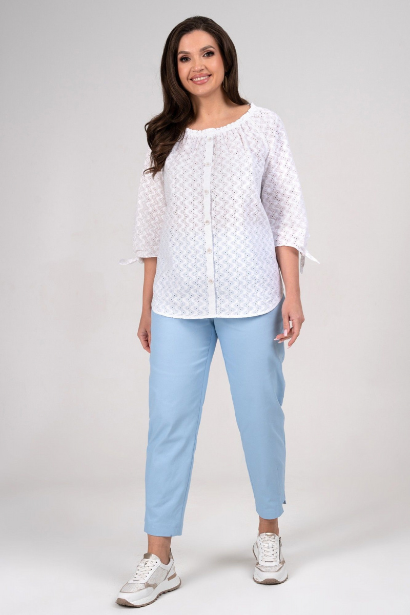 Брючный комплект Alani Collection 2348 белый+голубой