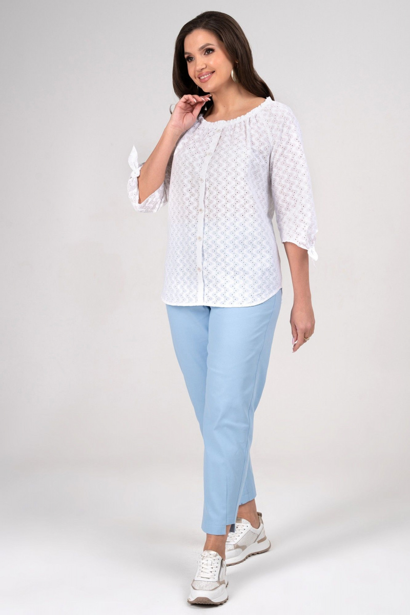 Брючный комплект Alani Collection 2348 белый+голубой