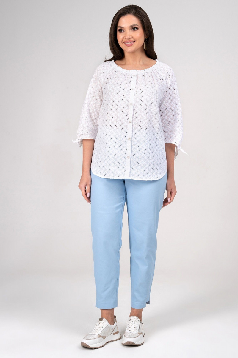 Брючный комплект Alani Collection 2348 белый+голубой