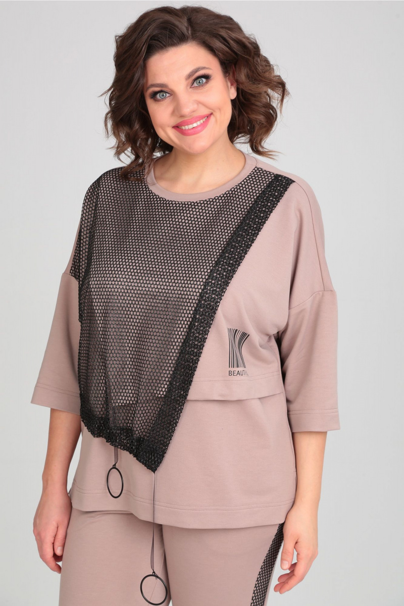Брючный комплект Michel chic 1329/1 пудра-черный