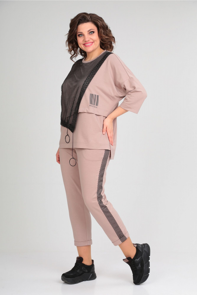 Брючный комплект Michel chic 1329/1 пудра-черный