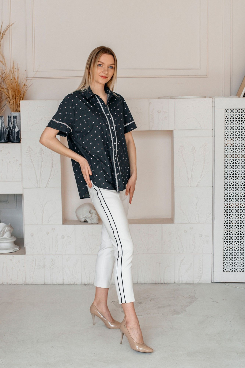 Рубашки Shymoda М_439-25 тёмно-синий/бело-красный_принт