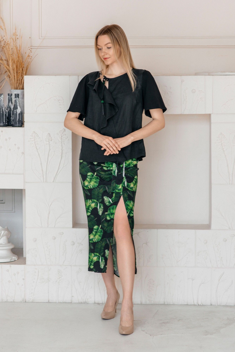 Юбки Shymoda М_358-25 зелёный/чёрный