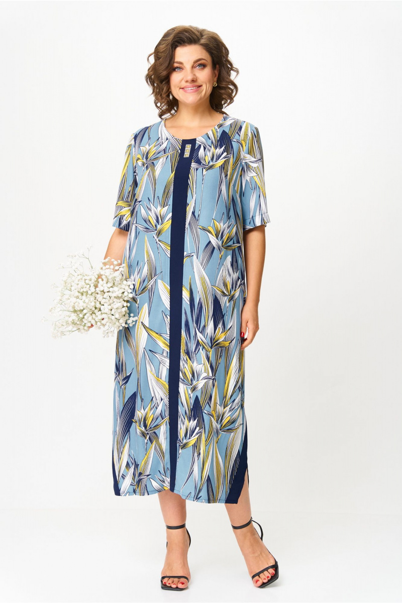Платья Michel chic 2168 голубой_цветы