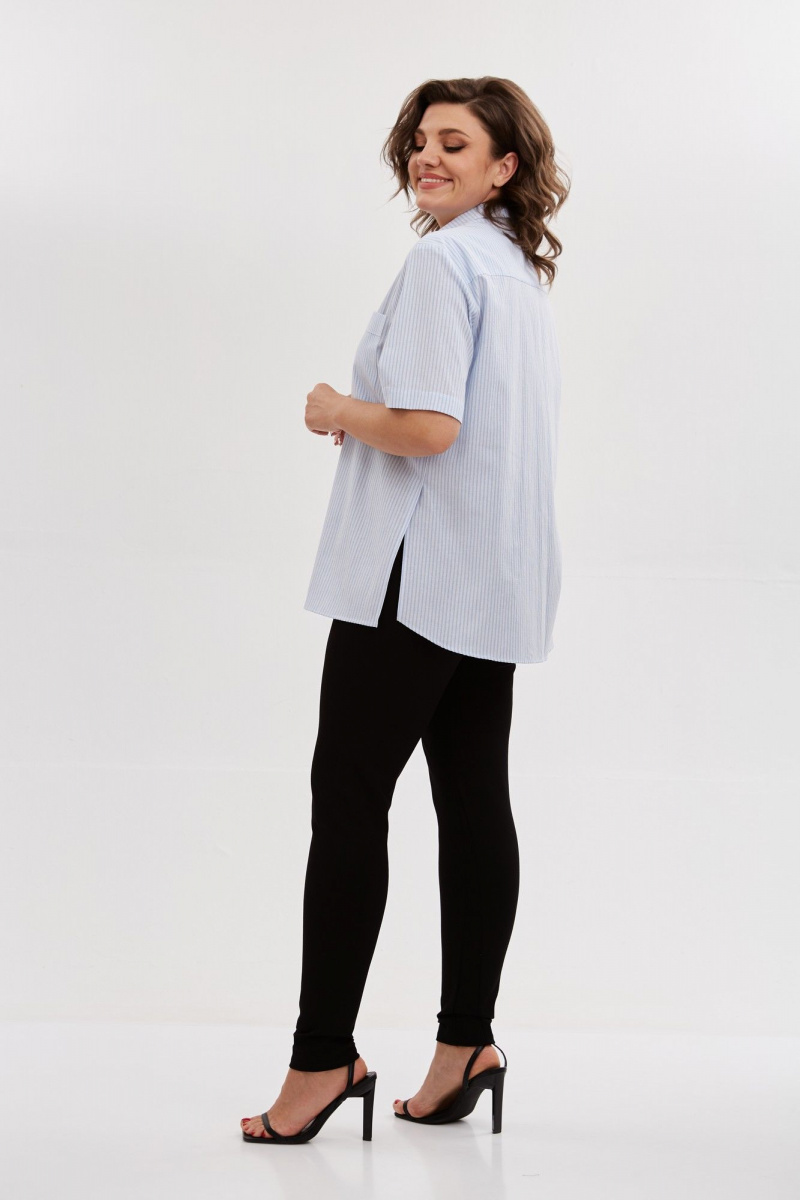 Рубашки Avenue Fashion 0338 полоска_голубой+молочный