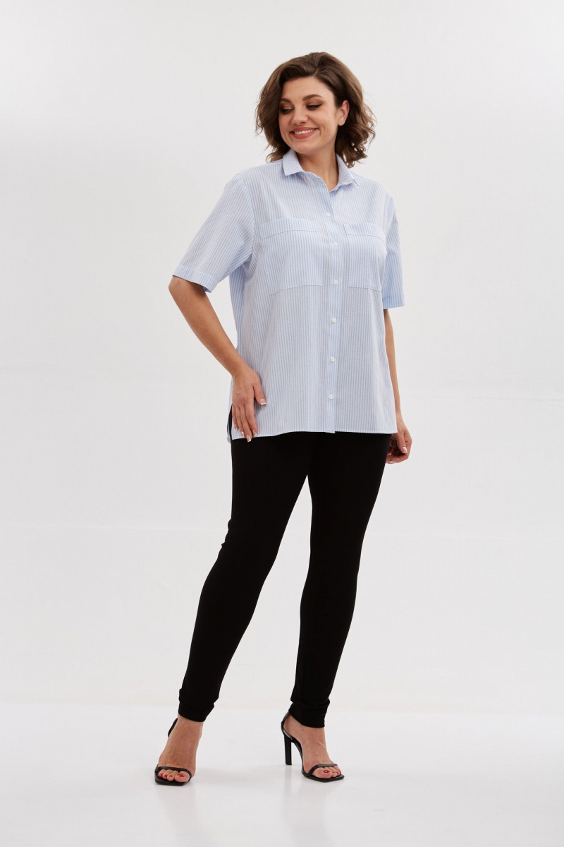Рубашки Avenue Fashion 0338 полоска_голубой+молочный
