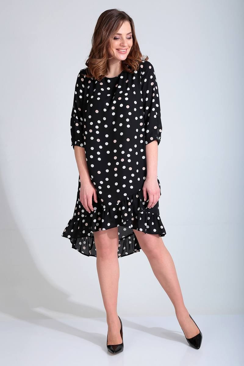 Платья Liona Style 778 черный_в_горох