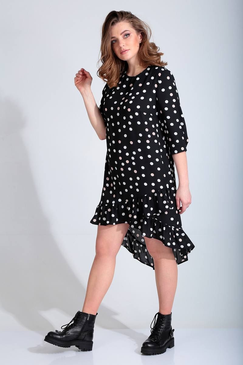 Платья Liona Style 778 черный_в_горох