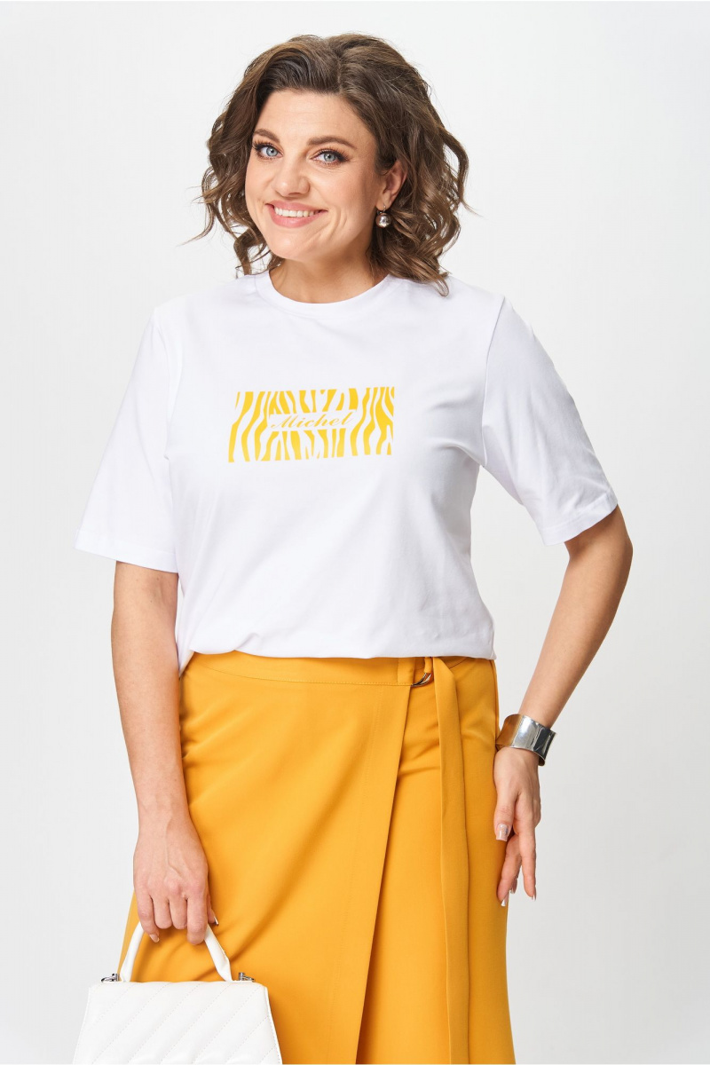 Брючный костюм Michel chic 1336 белый-охра
