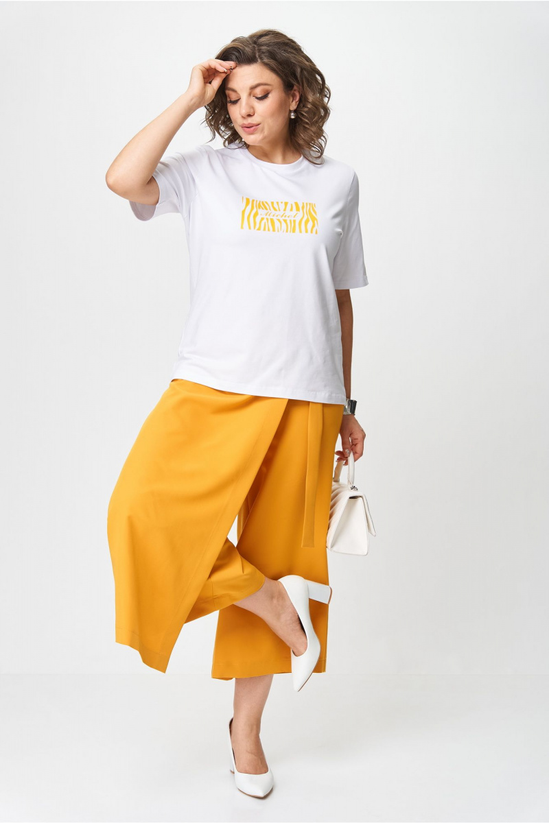 Брючный костюм Michel chic 1336 белый-охра