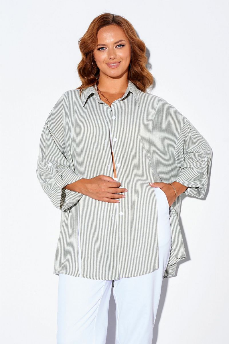 Рубашки Liona Style 897 оливка_полоска