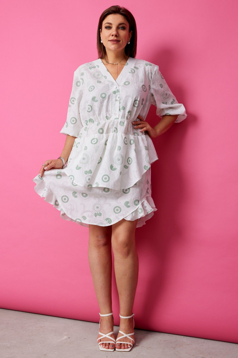 Платья BegiModa 1056 шалфей_на_белом