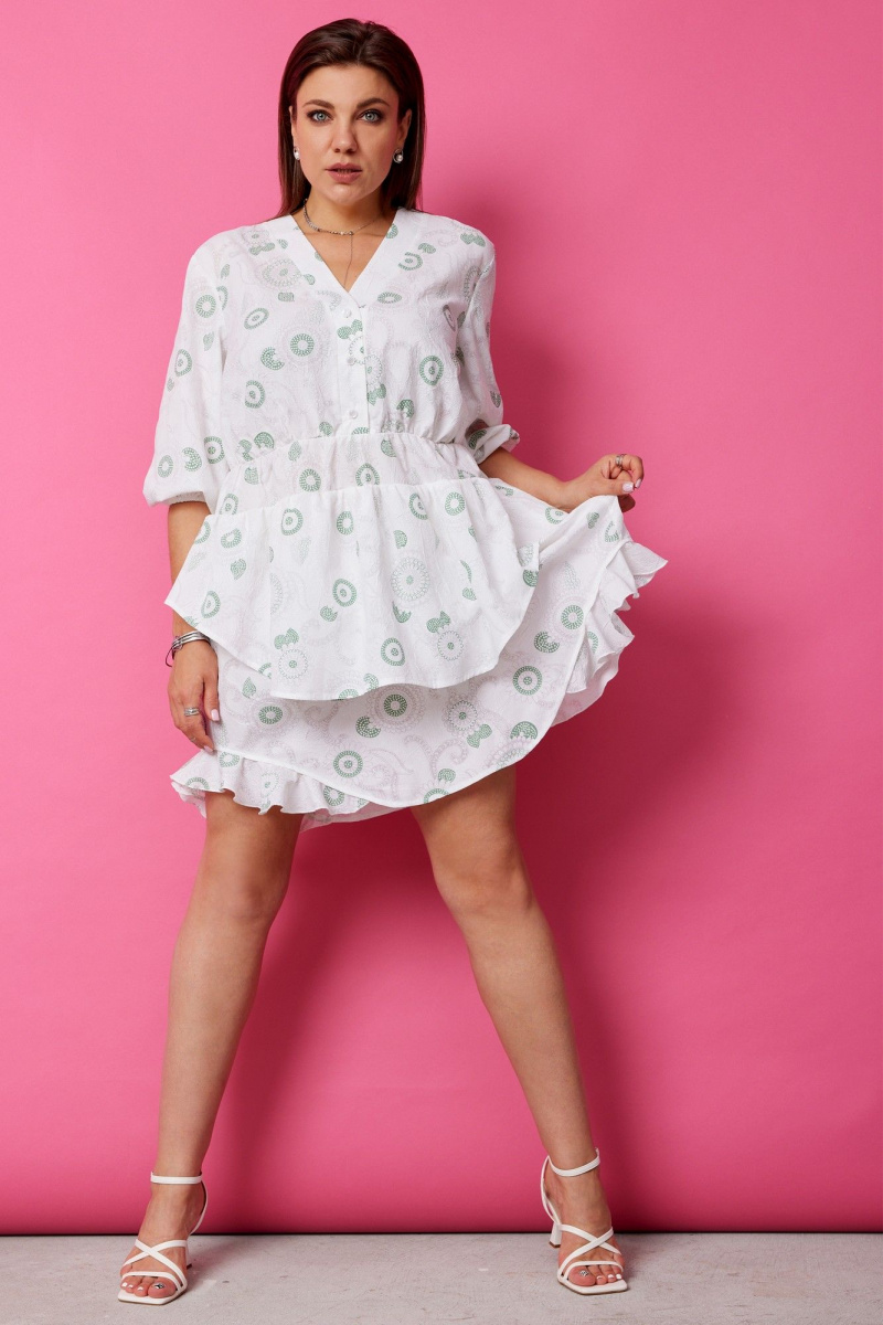 Платья BegiModa 1056 шалфей_на_белом