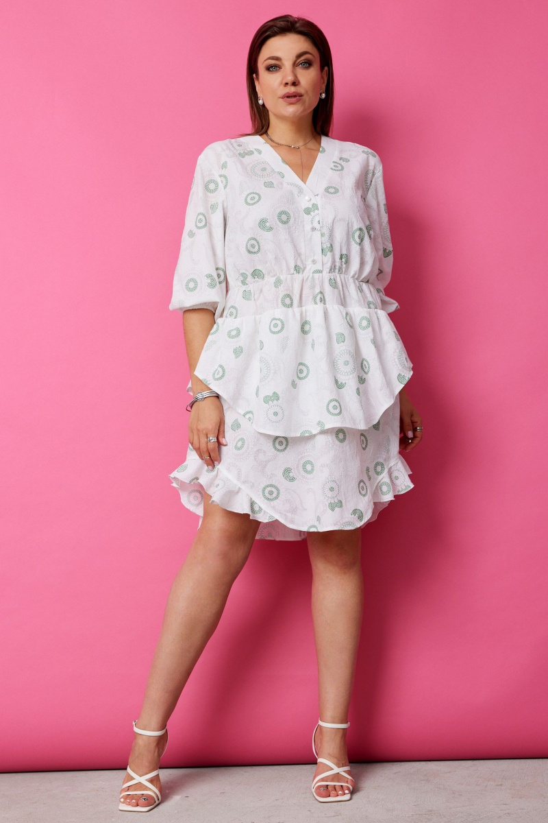 Платья BegiModa 1056 шалфей_на_белом