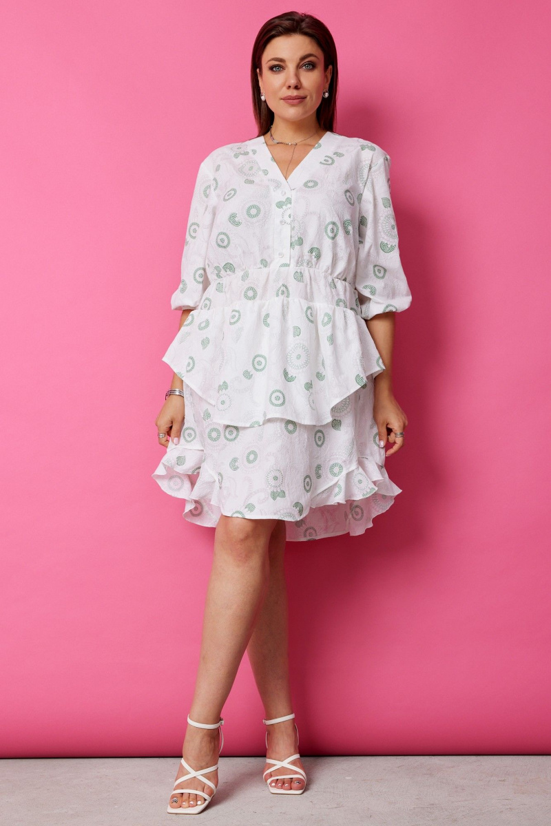 Платья BegiModa 1056 шалфей_на_белом