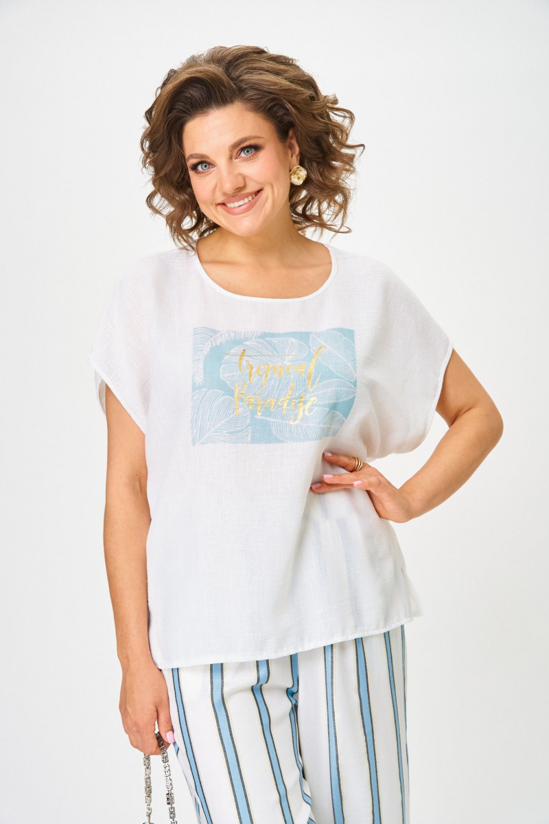 Брючный комплект Michel chic 1431 белый-голубая_полоска