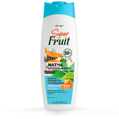 Шампуни Belita SuperFRUIT МАТЧА+фрукт.микс Шампунь СВЕЖЕСТЬ И ОЧИЩЕНИЕд/норм.и жирн.в