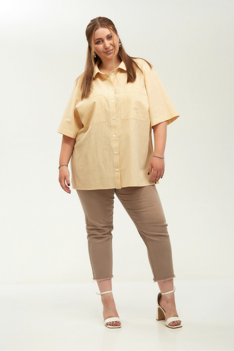 Рубашки Avenue Fashion 0338-1 полоска_желтый+молочный