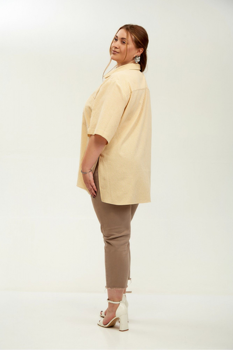 Рубашки Avenue Fashion 0338-1 полоска_желтый+молочный