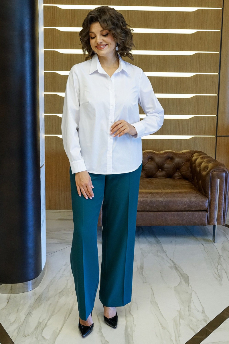 Брючный комплект Alani Collection 2416  изумруд-белый