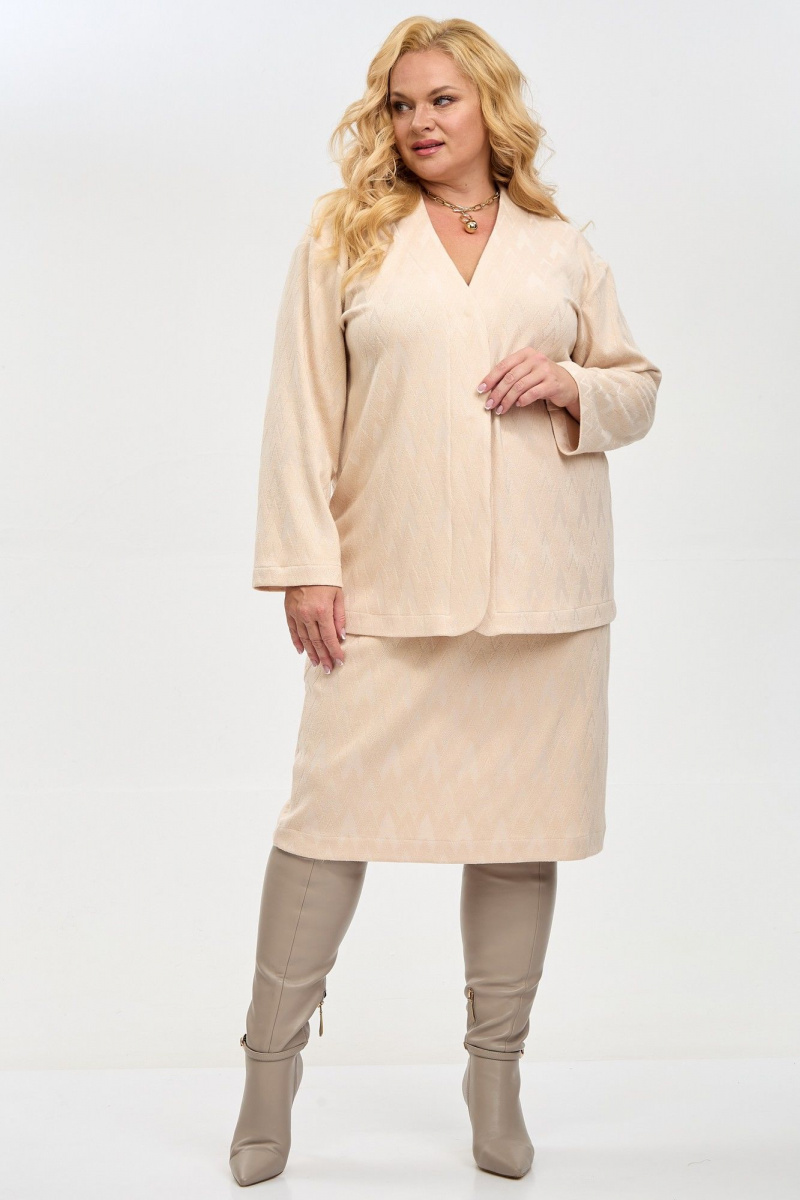 Юбочный костюм Your size 2263 бежевый