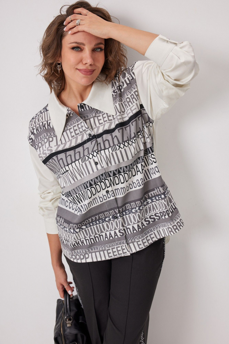 Блузы BegiModa 4136 сливочно-серый