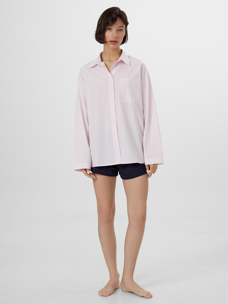 Рубашки Mark Formelle 502985/25-34939ПП-9 бело_лиловые_полосы_на_розовом_облаке