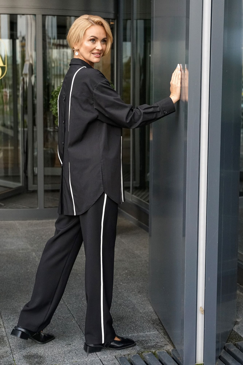 Брючный комплект Alani Collection 2399 черный_полоска