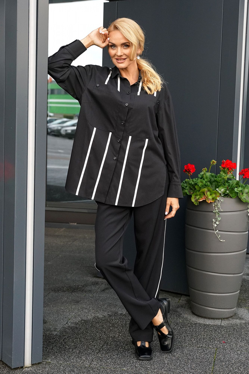 Брючный комплект Alani Collection 2399 черный_полоска