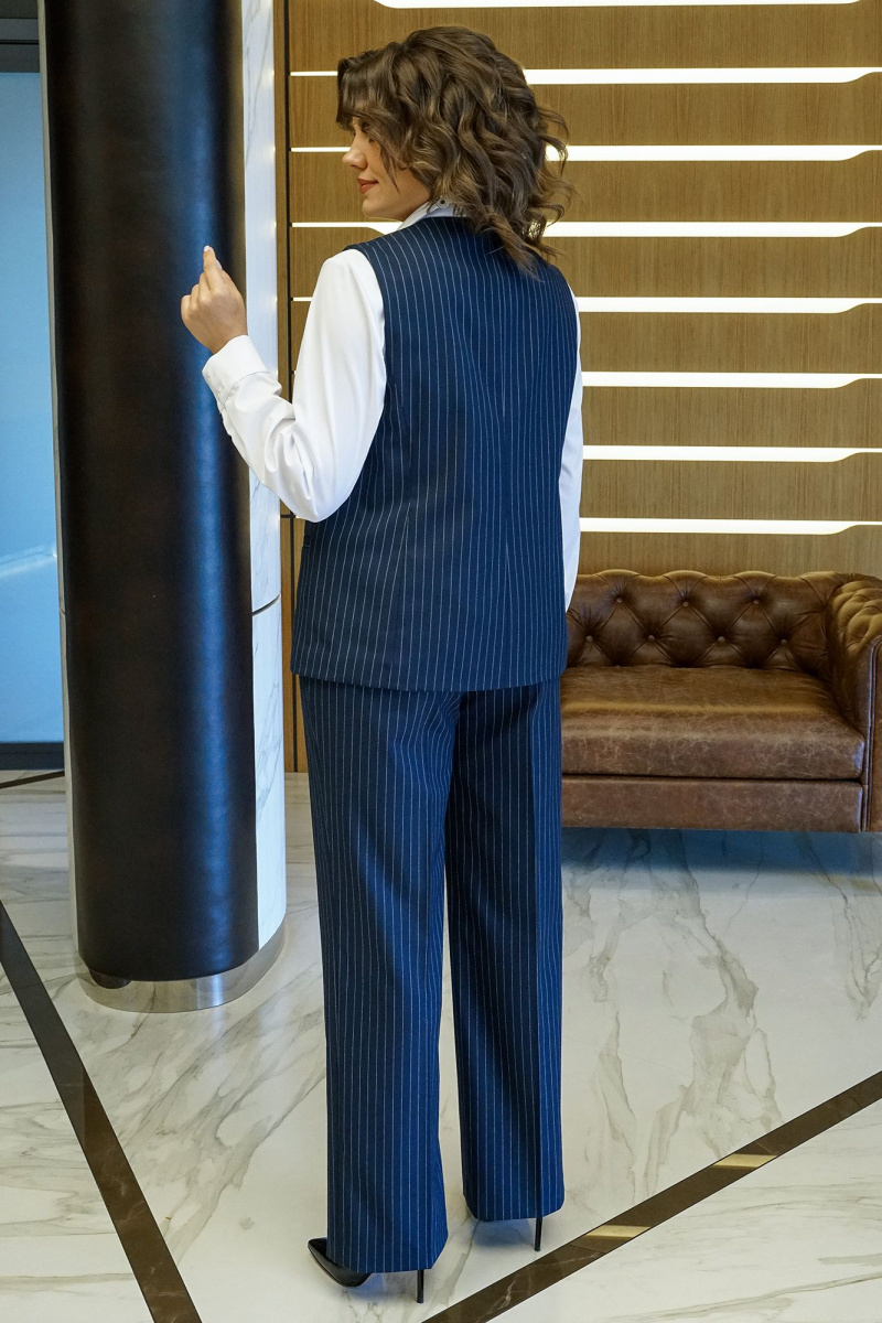 Брючный комплект Alani Collection 2411 синий_полоска-белый