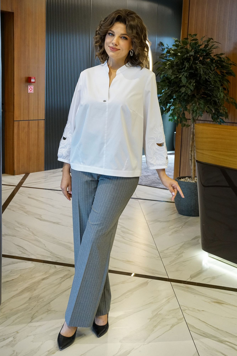 Брючный комплект Alani Collection 2412 белый-серый